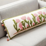Outdoor Cushion Garden Long Pillow Case 90x35cm Floral Cushion Cover Soft Throw Pillow Case with Pink Flower