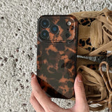 Brown Amber Retro Leopard Print Tpu Gloss Phone Case For iPhone 17 16 15 14 13 12 11 Pro Max 14/15 Plus 17 Air Soft Back Cover