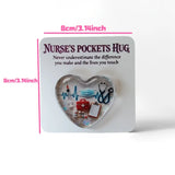 Nurse's Pockets Hug Resin Heart Decor Medical Themed Nurse Gift Desktop Office Appreciation Ornament with Inspirational Quote