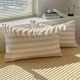 Washed Cotton Double Yarn Crepe Striped Quilt Set 3-4 Pillowcase with Sheet Bedding Cover Supplies 200x230 220x240 Skin Friendly