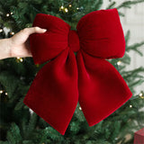 Christmas Bow Decoration Velvet Red Bow Knot Baubles Hanging Ornaments DIY Xmas Trees Pendant For Holiday Home Party Decorations