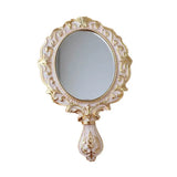 European Retro Style Portable Makeup Mirror Metal Carving Room Decoration Mini Handle Mirror Creativity Home Ornaments Gift Set