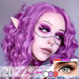 Eye Eyes Color Contacts Colored Contact Lenses Lens Pupil Enlarging Cosplay Anime Black White Blind 2Pcs 1 Year Yearly