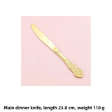 Retro Ins Luxury Relief Stainless Steel Fork And Knife Set Golden And Silver Home Dining Utensils Steak Knife And Fork Set