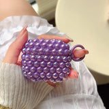 Luxury DIY Shiny Laser Purple Pink White Pearl Soft Earphone Case for Apple AirPods 4 3 2 Cover With Keychain for AirPods Pro 2