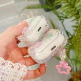 Colorful Stars Transparent Case For AirPods 4 Pro 1 2 3 Pro2 Air Pods Soft Earbuds Earphone Protective Cover with Keychain funda