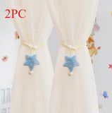 2PC INS-style Cute Three-dimensional Plush Star Bead Curtain Tie – Multi-purpose Rope for Children Room, Mosquito Net