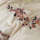 Linen-Cotton Rose Bedding Set New Fall French Country Duvet Cover Set Queen King Size Bed Sheet Set For Bedroom