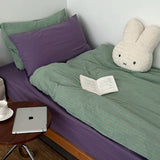Vintage Sle Waed Cotton Bedding Set Soft Striped Quilt Cover Student Dormi Tee Piece Bed Canopy Four Piece Bedding Set