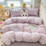 Class A Double Yarn Bedding Set Quilt Comforter Duvet Cover Set Printed Cotton Bedspread Skin Friendly Breathable Four-Piece Set