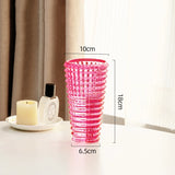 Creative Pink Glass Vase Hydroponics Plant Pots Table Decoration Flowers Arrangement Geometric Edge Vases Room Aesthetic Decor