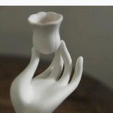 Ceramic Hand Roses Candle Desk Decoration Minimalism Flower Shape Candlestick Candle Stand Modern Decor