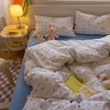 New Type A Aerobic Double Yarn Quilt Cover Knitted Cotton Printed Four-piece Duvet Set Skin Friendly Breathable Bedding