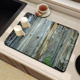 Natural Wood Grain Diatomite Kitchen Mat Super Absorbent Fast Drying Pad for Kitchen Countertop Dish Drying & Coffee Table Use