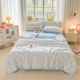 2025 new knitted printed aerobic knitted double yarn soybean summer quilt core summer washable quilt