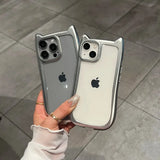 Luxury Plating Silicone Cute Cat Ears Armor Bumper Case For iPhone 15 14 13 12 11 Pro Max Plus Shockproof Protective Cover