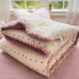 New Style Househould Quilt Bedroom 3D Bean Velvet Quilts Core Double Dormitory Autumn Winter Thickened Blanket