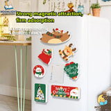Festive Christmas Fridge Magnets Cartoon Santa Snowman Reindeer Magnets Refrigerator Decor Holiday Home Decorations
