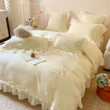 4Pcs Korean Princess Style  Pure Cotton 100% Bedding Set Quilt Cover 200x230 Sheet For Bed And Pillowcases  Sheet Four Seasons