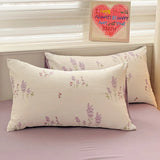 Purple Lavender Washed Cotton For Boys Girls Ins Korean Style with Flat Sheet Pillowcase No filler Queen Double Home Bed Linens