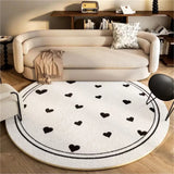 Round Bowknot Pattern Bedroom Rug Cartoon Cute Living Room Carpet Polyester Cozy Decoration for Girls Home Bedroom
