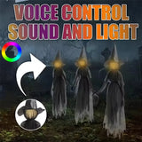 Interactive Light-Up Witch Decoration with Motion Sensor Scary Sound Effects Creepy Animated Prop for Haunted House Halloween