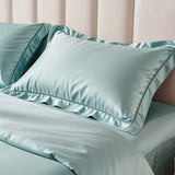 2Pcs 100% Eucalyptus Lyocell Fibre Pillowcase Silky Wide Edge Decorative Pillow Case Solid Color Summer Cooling Pillow Cover
