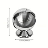 Stainless Steel Storage Jar Sphere Storage Jar with Flip-Top Lid  Modern Round Desktop Organizer for Kitchen Home Office