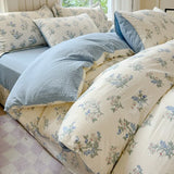 Ikeehome  Class A super soft jacquard cloud yarn cotton four-piece set, bed sheet, bed hat, quilt cover, student dormitory bed