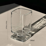 Ikeehome  180ml Retro Square Glass Cups Short Foot Drinkware Multicolored Kitchen Glass Juice Bubble Water Espresso Cups Kitchenware Gifts