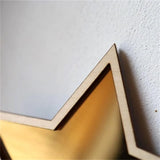 Nordic Style Wooden Golden Star Shatterproof Mirror for Living Room and Bedroom Decoration, Adhesive Star-Shaped Acrylic Mirror