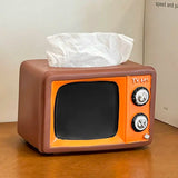 Retro Resin Tv Tissue Boxex Home Living Room Tissue Case Kitchen Countertop Tissue Storage  Multifunctional Napkin Storage Boxes