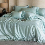French Lace Ruffles Princess Wedding Bedding Set 1000TC Lyocell Cotton Queen King Size Duvet Cover Bed Sheet Pillowcases 4Pcs