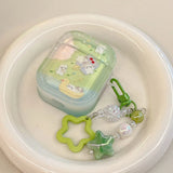 Grass dog cat flower cute clear capa for airpods 1 2 3 4 pro 2 bluetooth earphone case with decorate keyrchain soft lovely funda