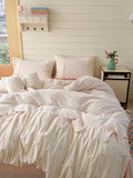 Girls Heart Pure Cotton Waed Cotton Four-Piece Set Soft Lace  Knot Pure Cotton Bedding eets Duvet Cover Bed Acce...