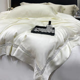 800TC Lyocell Soft Silky Cooling Summer Luxury Hollow Wide Edge Bedding Set Duvet Cover Bed Sheet/Fitted Sheet Pillowcases 4Pcs