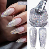 10ml Glitter Sequins Gel Nail Polish Shining Soak Off UV Semi-permanent Varnish Base Top Coat Hard Gel Design