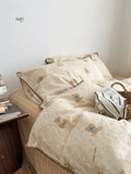 Pure Cotton Double Layered Lace Four Piece Bedding Set Cute South France Secret Garden Cartoon Design Bed eet Cover Duvet C...