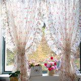 French Style Floral Gauze Curtain Living Room Bedroom Balcony Bay Window Shelter Curtain Punch-Free Romantic Home Decoration