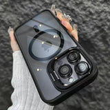 Magnetic Phone Case Lens Protection Stand Back Cover  For IPhone 13 14 15 16 Pro Max  Transparent  Magnetic Phone Case Cover