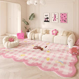Irregular Pink Living Room Carpet Large Area Dopamine Cute Style Bedroom Rug Stylish Simple Soft Sofa Coffee Table Mats Tapis 러그