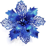 Blue Artificial Flowers Christmas Tree Decoration Glitter Star Light Berries Snowflakes Bow for Home Decor New Year Ornaments