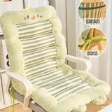 Stripe Cartoon Student Chair Cushion Quilted Double-sided Use Integrated Backrest Cushions Computer Chair Anti Slip Seat Pad