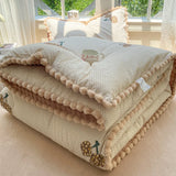 New Style Househould Quilt Bedroom 3D Bean Velvet Quilts Core Double Dormitory Autumn Winter Thickened Blanket