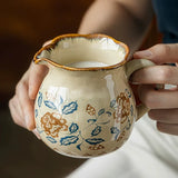 Mini Milk Jug Retro Elegant Lace Decor Ceramic Creamer Pointed Spout Coffee Espresso Sauce Household Table Dining Accessory