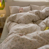 New Type A Aerobic Double Yarn Quilt Cover Knitted Cotton Printed Four-piece Duvet Set Skin Friendly Breathable Bedding