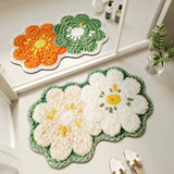 Double Flower Print Diatomite Bath Mat, Upgraded Fast Dry Bathroom Rug, Instant Absorption Non-Slip, Rubber Backing Shower Pad
