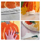 Holiday Tufting Pumpkin Bathroom Mat Soft Fluffy Plants Bedroom Carpet Bathmat Area Floor Pad Doormat Aesthetic Home Room Decor