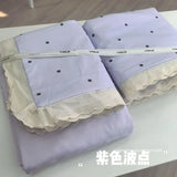 Princess Style Print Bedding Sets Ruffle Lace Bow Quilt Cover Romantic Bedclothes Home Decor Woman Girl Bedroom Duvet Cover 4pcs