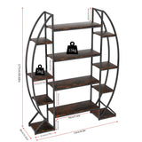 XXL Metal Half-Moon Shape Plant Stand Multilayer Ladder Garden Flower Rack Oval Bookshelf for Garden Balcony Patio